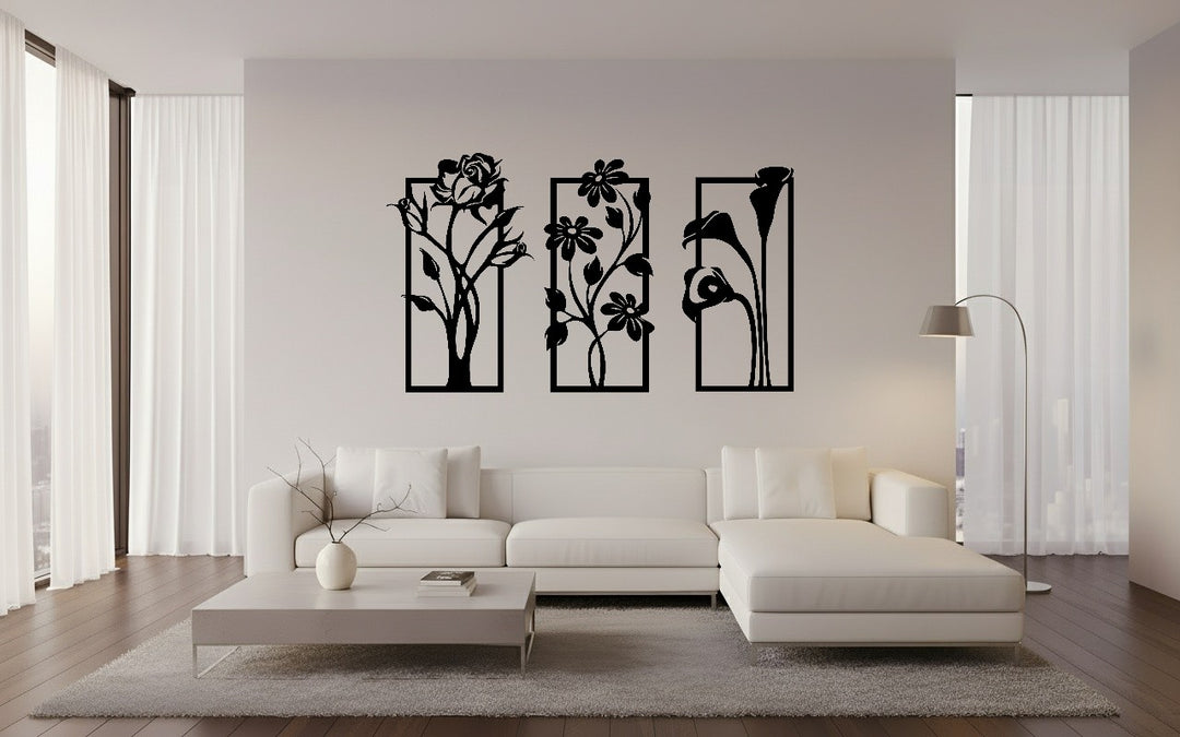 Wanddecoratie Bloemen – 3-delig