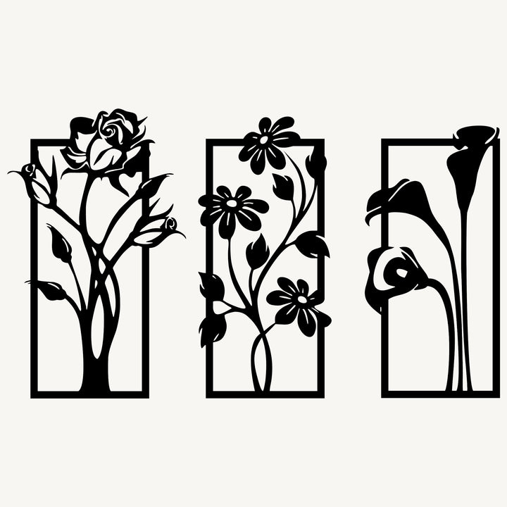 Wanddecoratie Bloemen – 3-delig