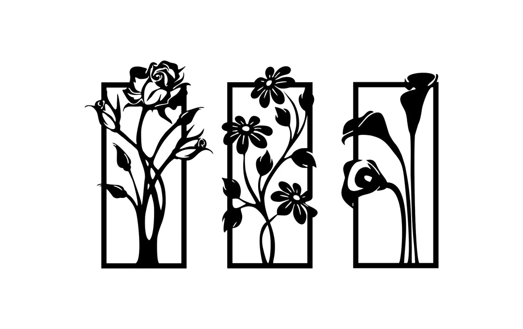 Wanddecoratie Bloemen – 3-delig