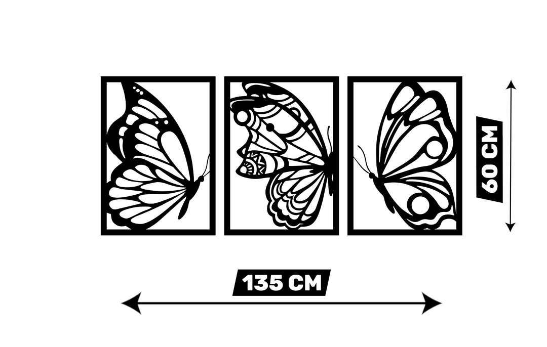 Wanddecoratie Vlinder – 3-delig