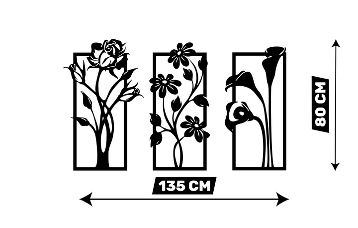 Wanddecoratie Bloemen – 3-delig