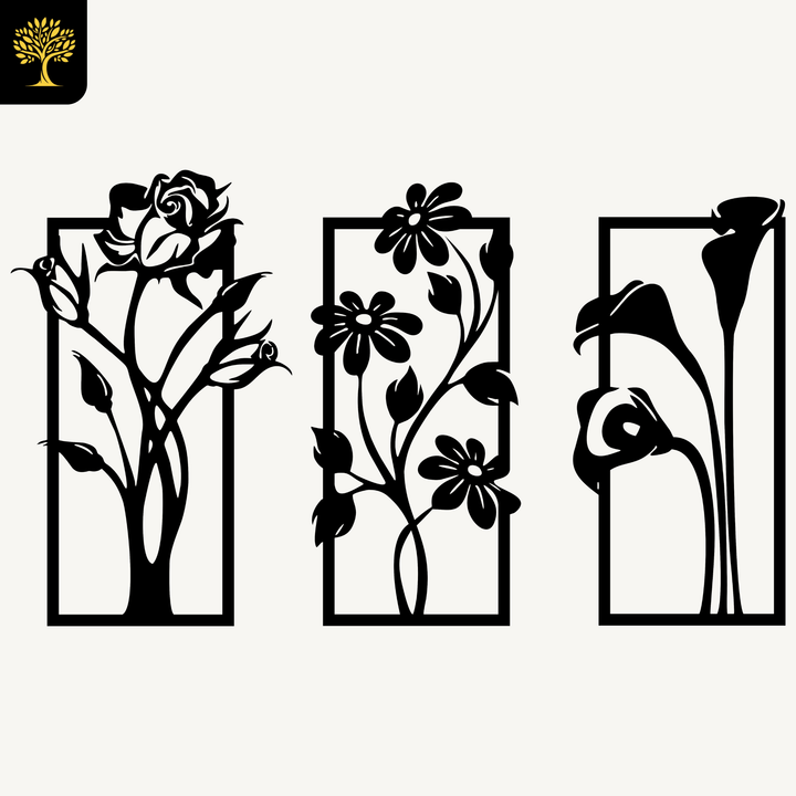 Wanddecoratie Bloemen – 3-delig