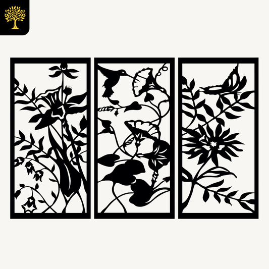 Wanddecoratie Bloemen – 3-delig