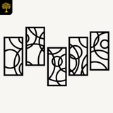 Cirkels 5-delig, geometrische houten wanddecoratie met cirkels