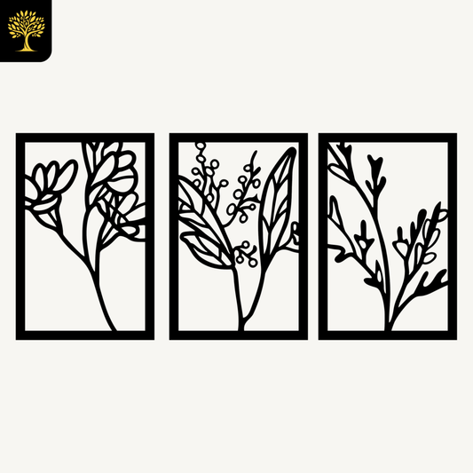 Wanddecoratie Bloemen Set – 3-delig