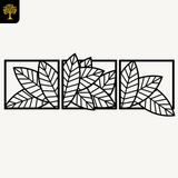 Geometrische Bladeren 3-delig, houten wanddecoratie met geometrische bladeren