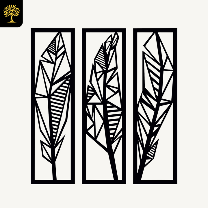 Wanddecoratie Veren – 3-delig