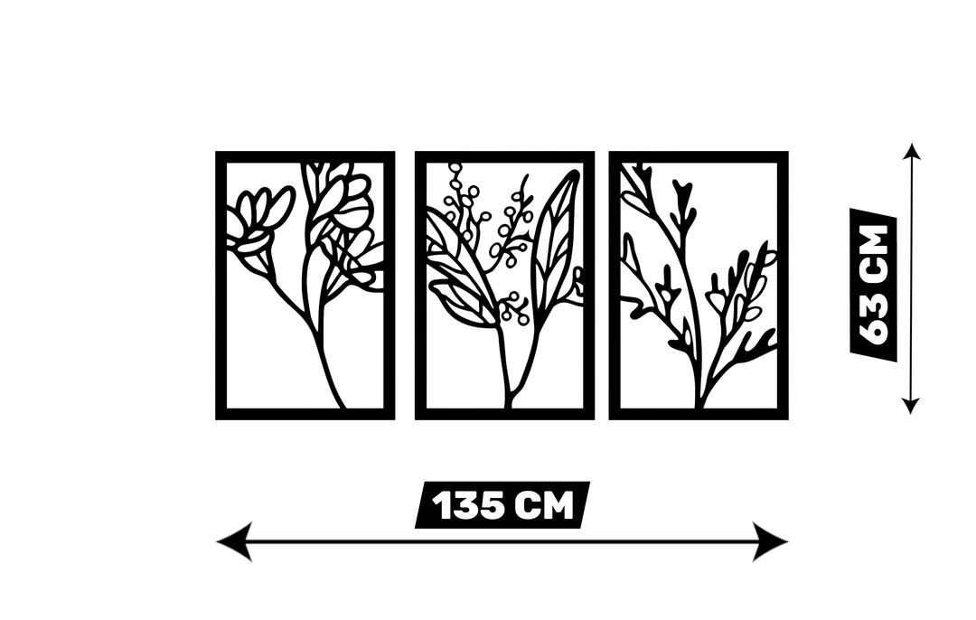 Wanddecoratie Bloemen Set – 3-delig