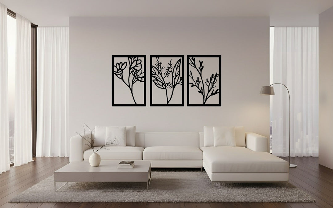 Wanddecoratie Bloemen Set – 3-delig