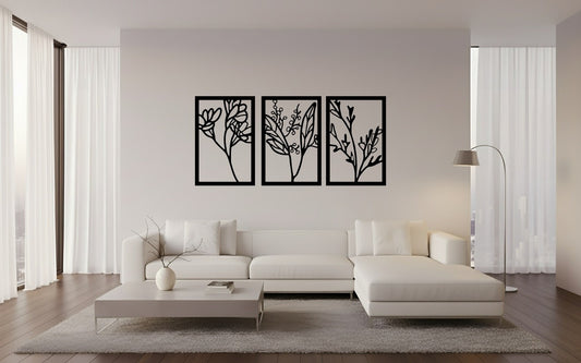 Wanddecoratie Bloemen Set – 3-delig