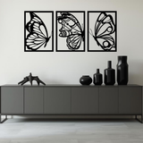 Vlinder 3-delig, houten wanddecoratie met vlinders