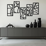 Cirkels 5-delig, geometrische houten wanddecoratie met cirkels