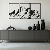 Bergen 3-delig, houten wanddecoratie met bergsilhouet