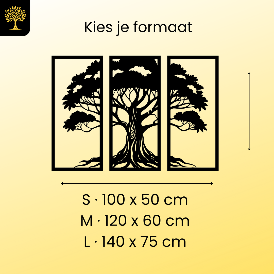Wanddecoratie Levensboom – 3-delig