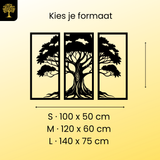 Levensboom 3-delig, houten wanddecoratie met levensboom