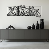 Geometrische Bladeren 3-delig, houten wanddecoratie met geometrische bladeren