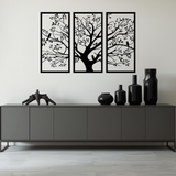 Boom met Vogels 3-delig, houten wanddecoratie met boom en vogels