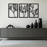 Bloemen Set 3-delig, houten wanddecoratie met botanische takken