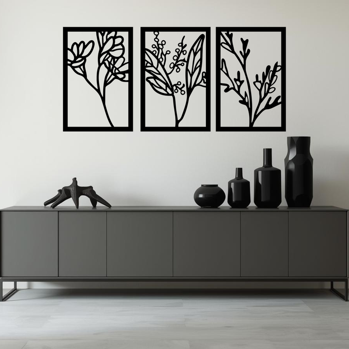 Wanddecoratie Bloemen Set – 3-delig