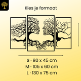 Boomgezichten 3-delig, houten wanddecoratie met twee gezichten in boomtakken