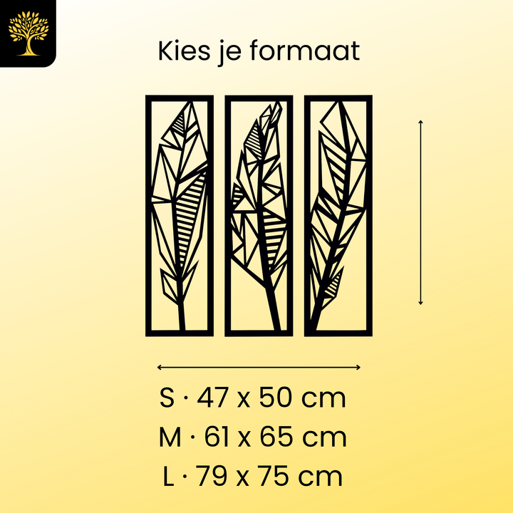 Wanddecoratie Veren – 3-delig