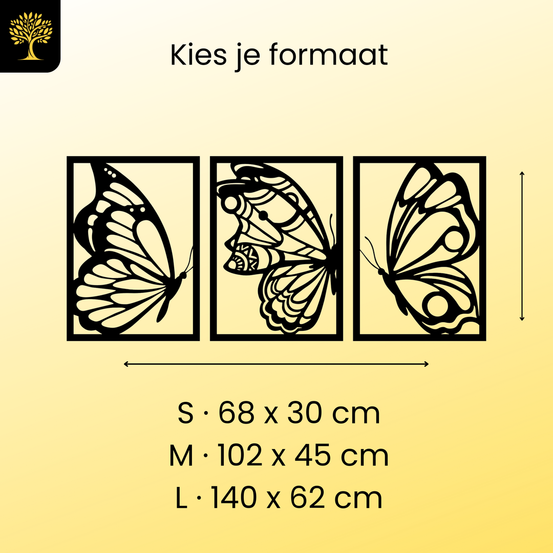 Wanddecoratie Vlinder – 3-delig