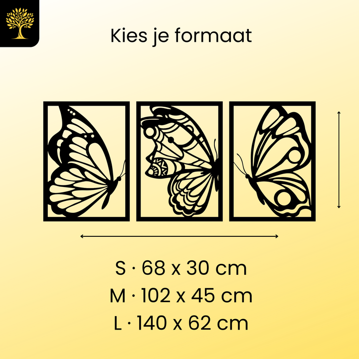 Wanddecoratie Vlinder – 3-delig