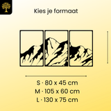 Bergen 3-delig, houten wanddecoratie met bergsilhouet