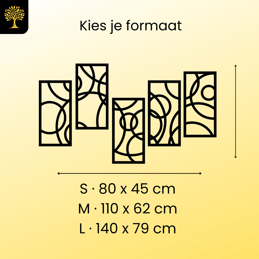Wanddecoratie Cirkels – 5-delig