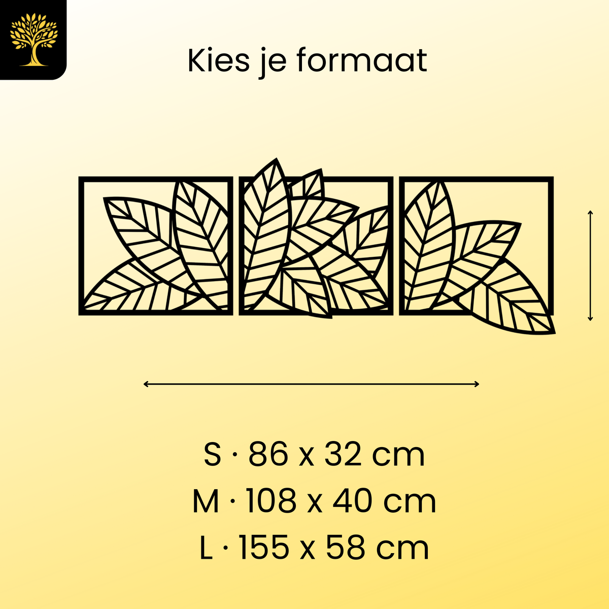 Geometrische Bladeren 3-delig, houten wanddecoratie met geometrische bladeren
