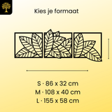 Geometrische Bladeren 3-delig, houten wanddecoratie met geometrische bladeren