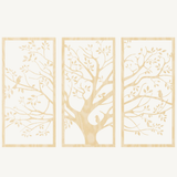 Boom met Vogels 3-delig, houten wanddecoratie met boom en vogels