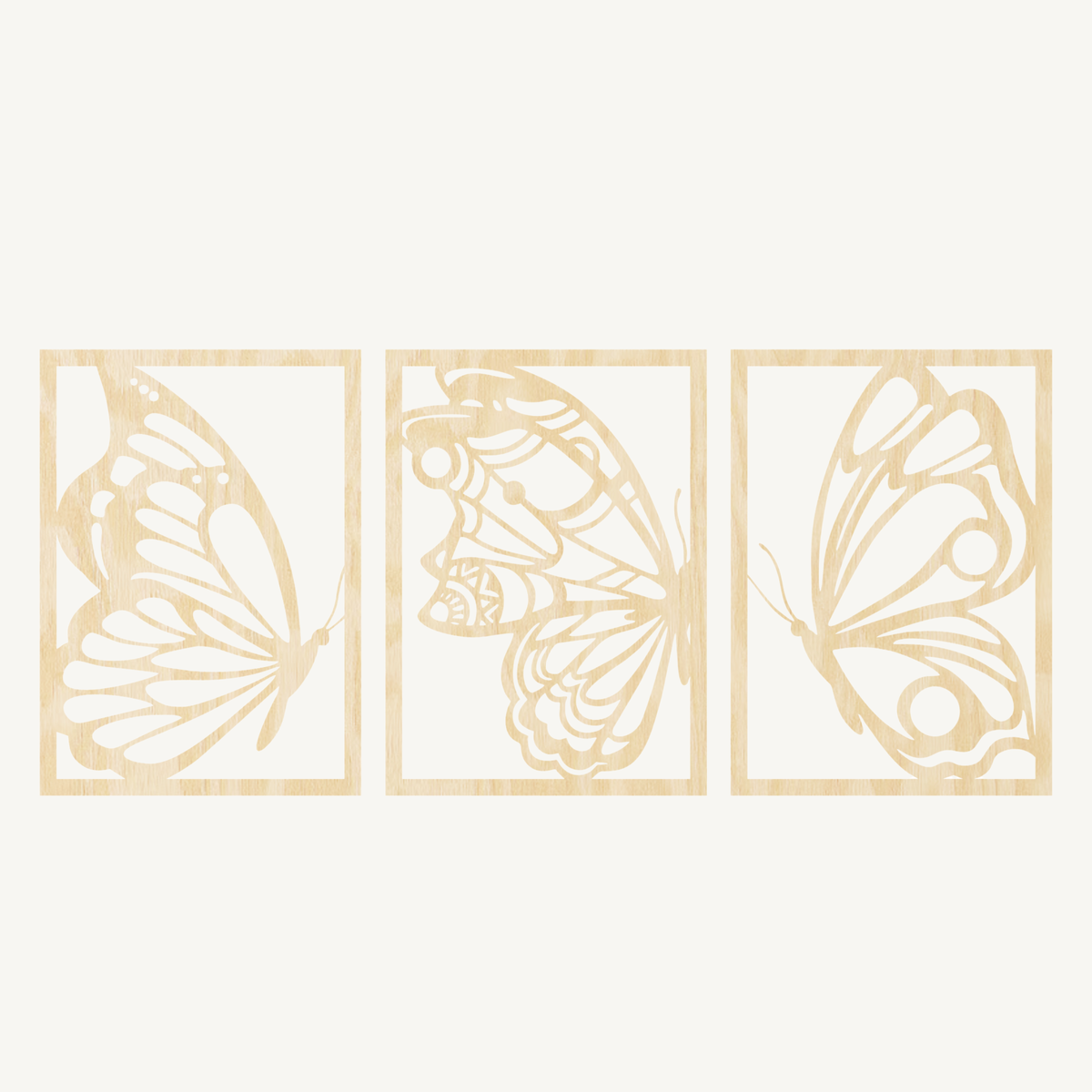 Vlinder 3-delig, houten wanddecoratie met vlinders