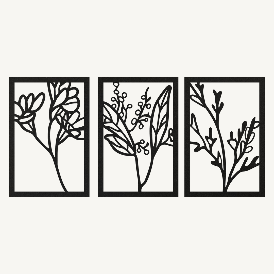 Wanddecoratie Bloemen Set – 3-delig