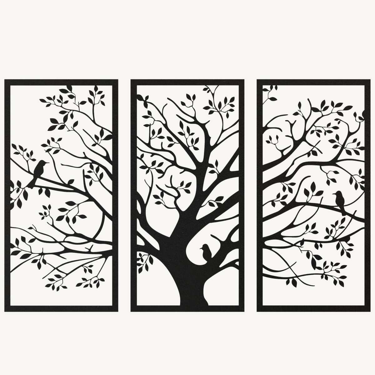 Boom met Vogels 3-delig, houten wanddecoratie met boom en vogels