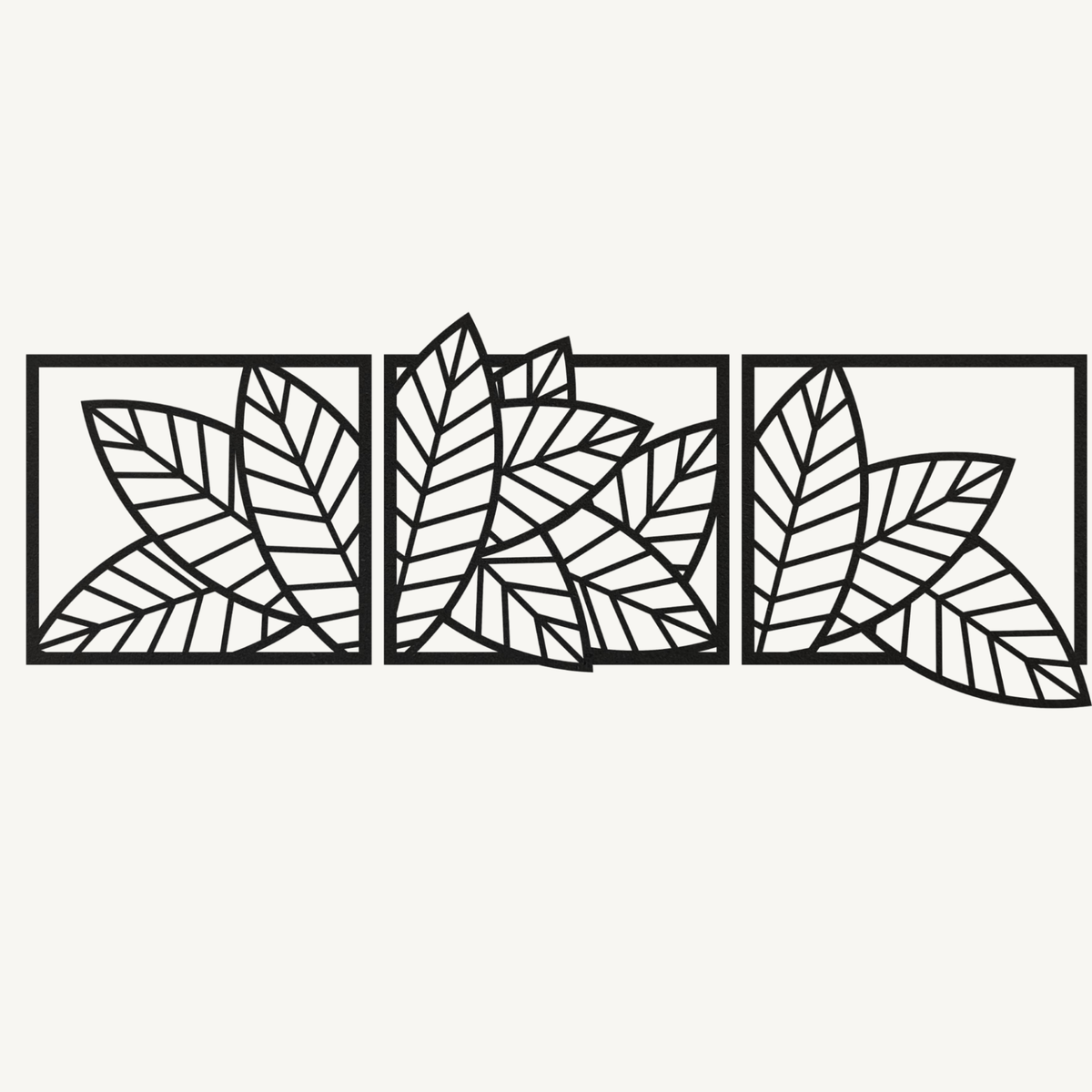 Geometrische Bladeren 3-delig, houten wanddecoratie met geometrische bladeren