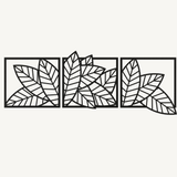 Geometrische Bladeren 3-delig, houten wanddecoratie met geometrische bladeren