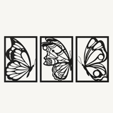 Vlinder 3-delig, houten wanddecoratie met vlinders