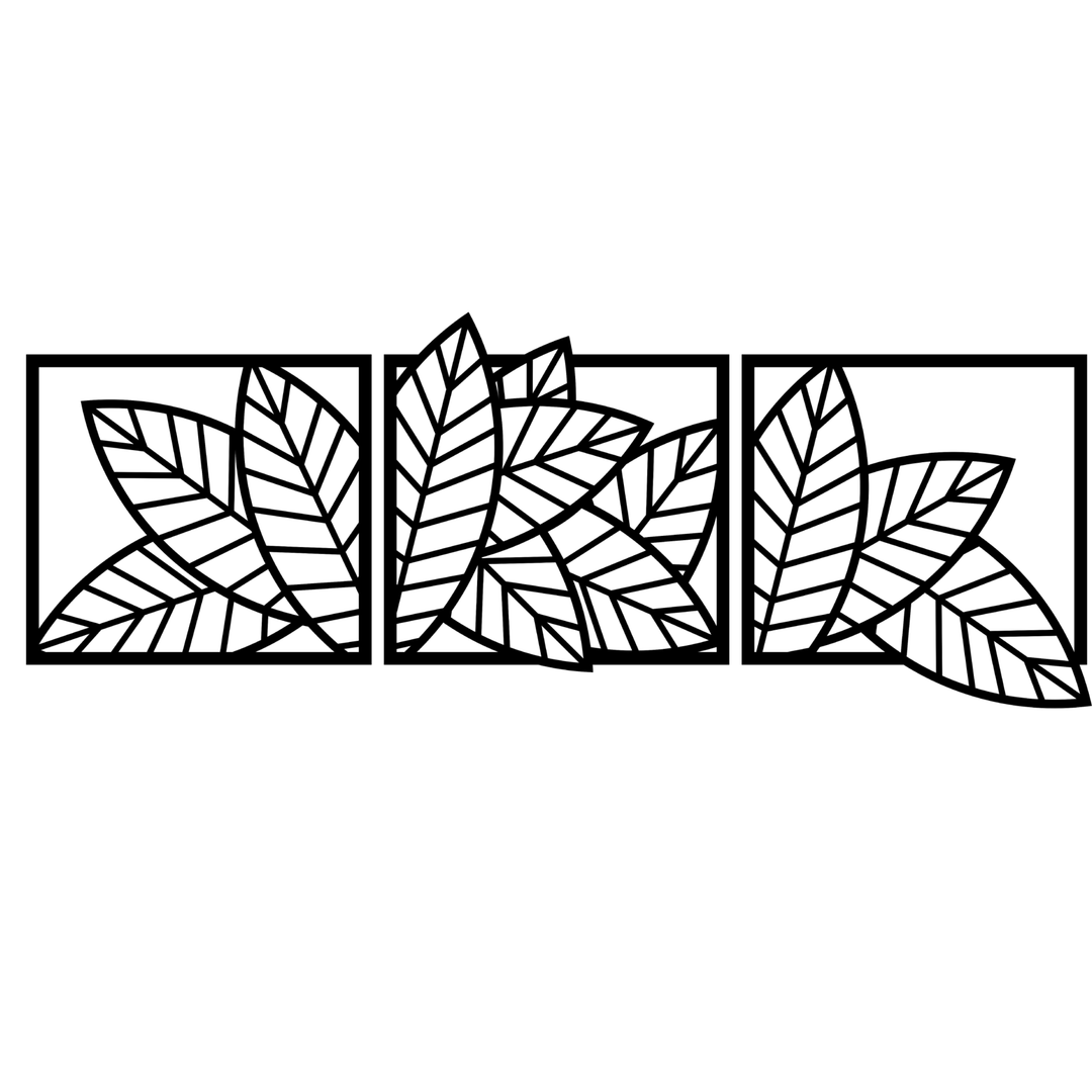 Wanddecoratie Bladeren – 3-delig