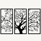 Boom met Vogels 3-delig, houten wanddecoratie met boom en vogels