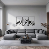 Bergen 3-delig, houten wanddecoratie met bergsilhouet
