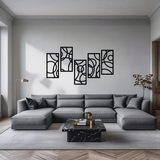 Cirkels 5-delig, geometrische houten wanddecoratie met cirkels