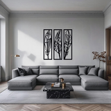Veren 3-delig, houten wanddecoratie met drie geometrische veren