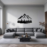 Berglandschap 2-delig, houten wanddecoratie met bergen en dennen