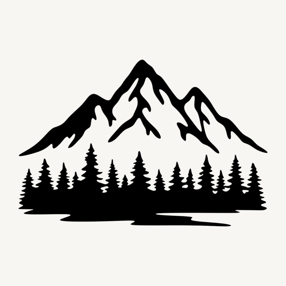 Berglandschap 2-delig, houten wanddecoratie met bergen en dennen