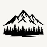 Berglandschap 2-delig, houten wanddecoratie met bergen en dennen