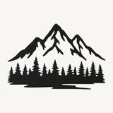 Berglandschap 2-delig, houten wanddecoratie met bergen en dennen