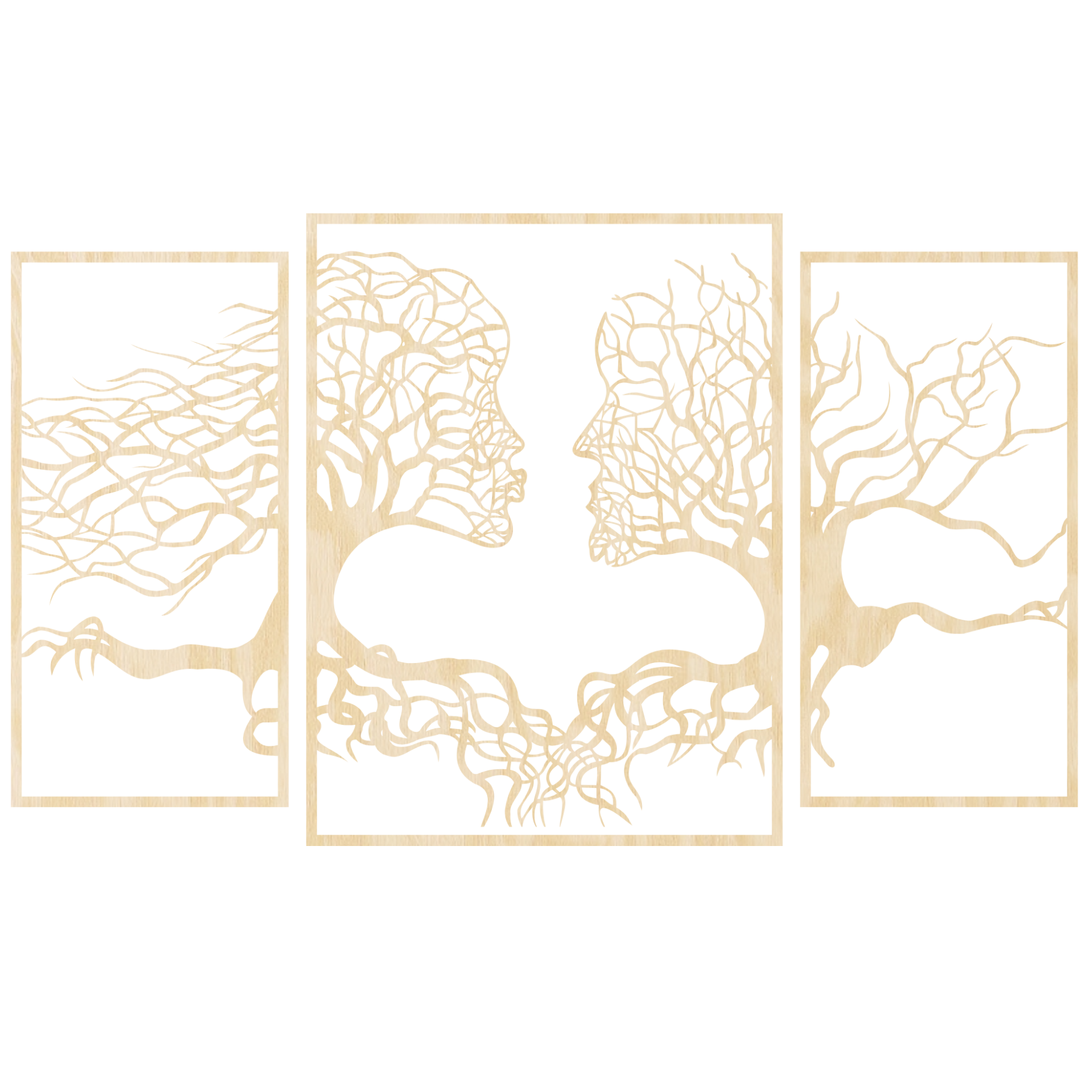 Wanddecoratie Boomgezichten – 3-delig