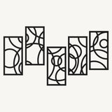 Cirkels 5-delig, geometrische houten wanddecoratie met cirkels