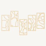 Cirkels 5-delig, geometrische houten wanddecoratie met cirkels